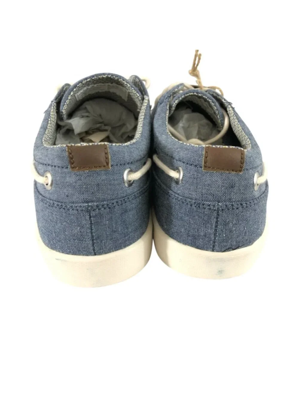 Crevo Mens Boat Shoes Blue Canvas Lace Up Size 8